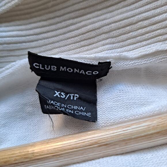 Club Monaco Open Front Cardigan Sweater Drawstring Waist White Women's Size XS - Picture 10 of 10